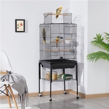 Bird Cage Open Play Top Parrot Cage Budgie Cage w/ Stand for Cockatiel Parakeet