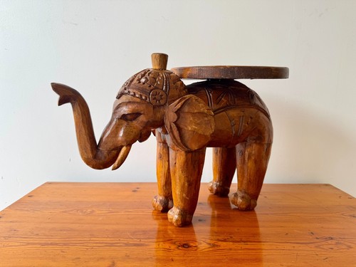 Vintage wooden elephant plant - vintage,