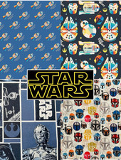 Star Wars Cotton Fabric Metallic Falcon Characters Rebel Ship Darth kids Sew 45"