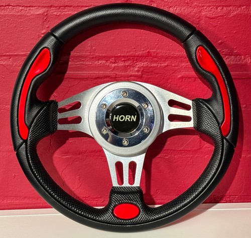Black red 350mm steering - black,