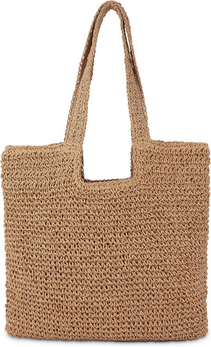Straw beach tote bag large - straw,