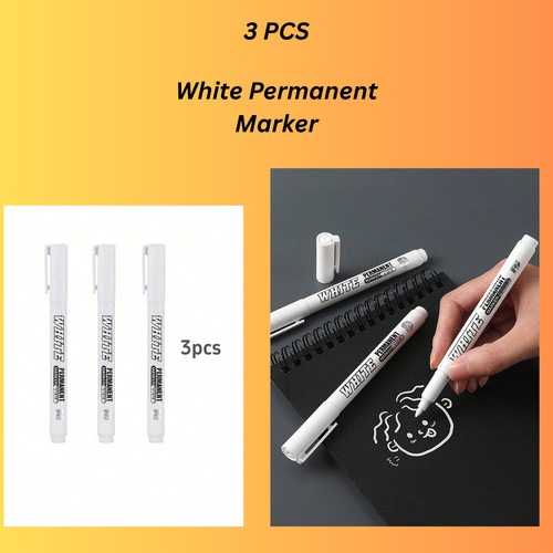 3pcs white permanent marker - permanent,