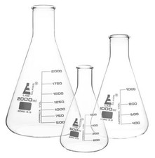 Conical Erlenmeyer Flasks Lab Glassware Borosilicate 3.3 Glass Various Sizes