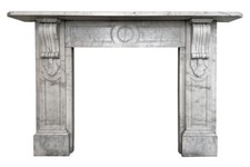 Antique Victorian marble fireplace surround. Corbelled Carrara. Circa 1880