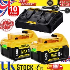 2X / 1X For DeWalt 18V Battery 8.0Ah Li-ion XR DCB184 DCB180 DCB182 / UK Charger