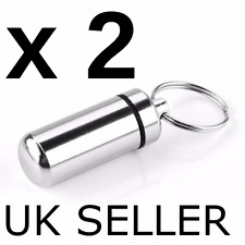 2x Keyring Tablets Medicine Container Pill Box Aluminium Key Chain Drug Holder