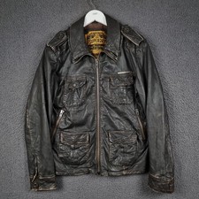 SUPERDRY Leather Jacket Mens L