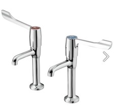 Armitage Shanks Markwik High Neck Chrome Kitchen Pillar Taps Long Lever Handles