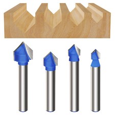 4PC 6.35mm Shank V Groove Router Bits Carbide Tipped 90 Degree CNC Engraving Bit