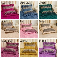 2X Pillowcase Embroidered Lace Velvet Ruffled Zip Pillow Case Home Bedding Decor