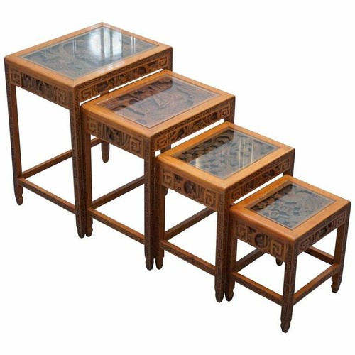 Carved nest chinese tables - chinese,