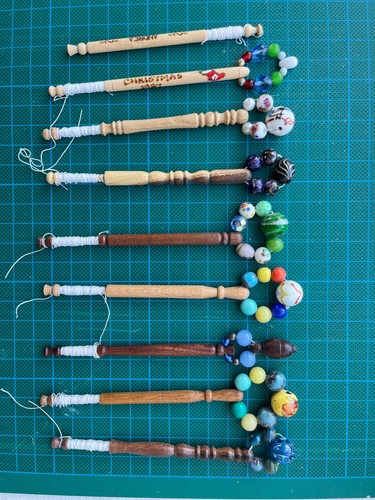 Wood lace making - 9, bobbins