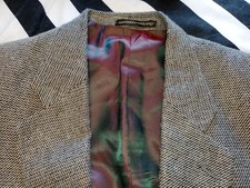 Harbarry Mens Wool Tweed Blazer Jacket 38R Black White Dogtooth Check 2 Button 