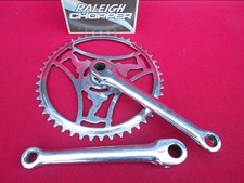 Vintage Tall Raleigh Chopper Chainset/Crankset 46T, L: 165mm Chrome England  VGC
