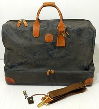 Brics Italian Travel Holdall Green and Brown/Black Pebble Finished Leather