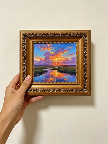 Sunset river marsh vibrant sky - river,