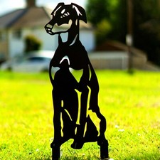 Doberman Dog Metal Statue