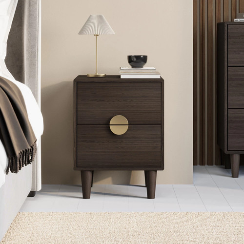 Dark wood drawer bedside - dark, 2-drawer