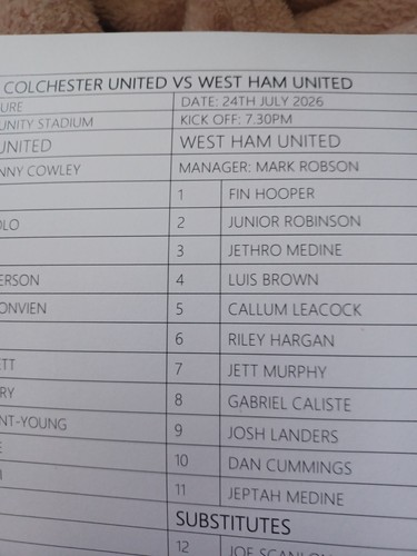 Colchester utd west - utd, v