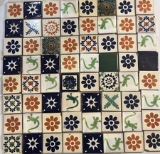 64 Ceramic Mexican Tiles Seconds/damaged SMALL SIZE 5 x 5 cms SET Y