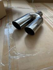Universal Twin Exhaust Tip Trim Pipe Tail Muffler Chrome Stainless Steel Angled
