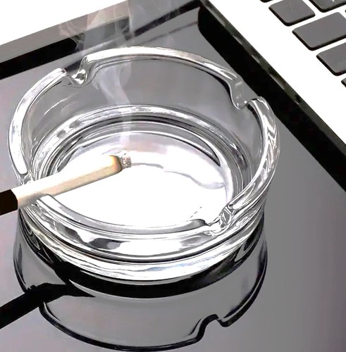 Round glass ashtray - ashtray, cigarette