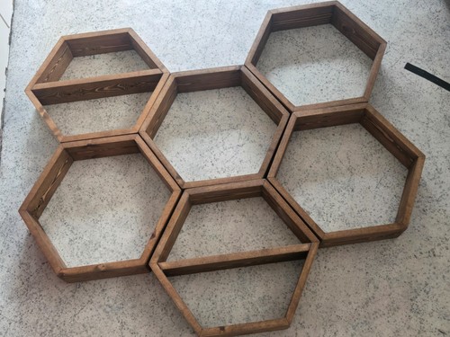 Set rustic wooden hexagon - set, 6