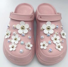 White Pearl Flower Shoe Charms