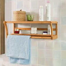 Wooden Bathroom Shelf Wall