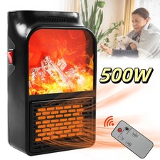 500W Electric Heater Wall Plug in Portable Ceramic Fan UK Plug with Remote UK