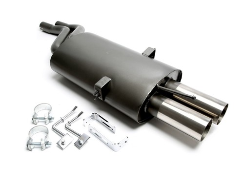 Rear silencer 2x76mm - , straight
