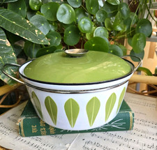 Catherine Holm Casserole Dish Green Lotus Leaf Vintage Norwegian 60s Mid Century