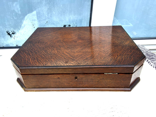 Antique oak wood hexagonal - antique,