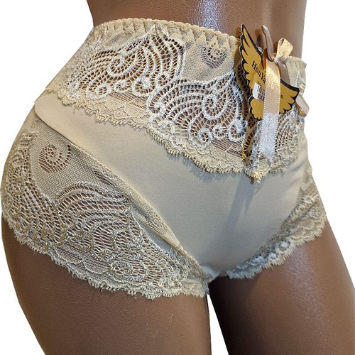 Beige high waist knickers midi - high,