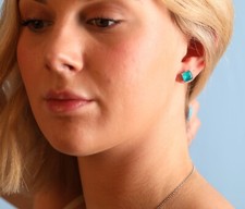 Paraiba Tourmaline doublet Austrian Crystal 925 Sterling Silver Princess studs