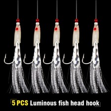 5 PCS MACKEREL FEATHERS BASS COD LURE LURES SEA FISHING RIGS TACKLE BOAT FADDISH