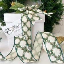 Quality Christmas Ribbon Green Pine Wire Edged Bows Craft Gift Wrapping 'Spruce'