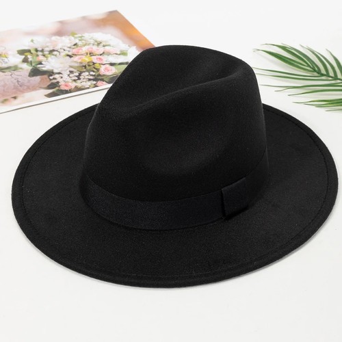 Unisex wide brim wool fedora - wool,