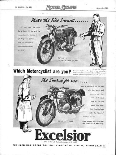 1953 advert for - 1953, excelsior