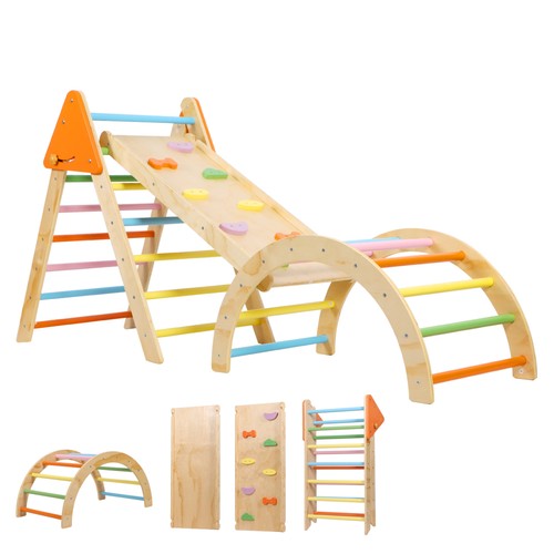 Wooden climbing frame for - climbing,