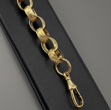 9CT GOLD ON SILVER 9 INCH BELCHER BRACELET - 10MM SOLID