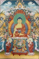 36" Tibet Tibetan Cloth Silk Buddhism Sakyamuni Buddha Tangka Thangka Painting