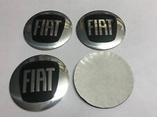 4x Fiat Wheel Centre Sticker Brand New Center Cap 56mm Stickers Silver / Black