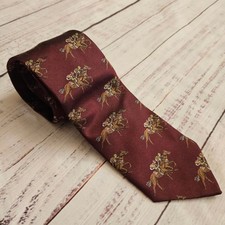 Men's Seaward & Stearn Burgundy Derby Horse Race Print The English Silk Tie