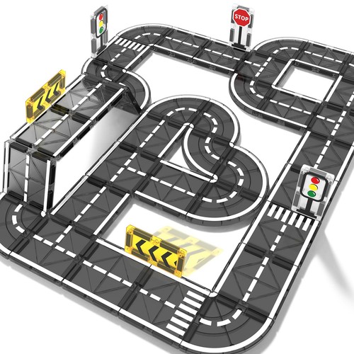 Magnetic tiles road building - magnetic,