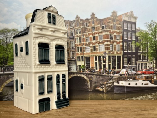 Klm delft blue miniature house - blue,
