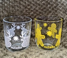 Nutella Reindeer & Gingerbread Man  Design 2x Glasses Rare Christmas gift  VGC 