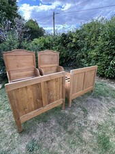WOW Amazing Rare Pair French Sleigh Antique Pine Single Beds Palatial Interior