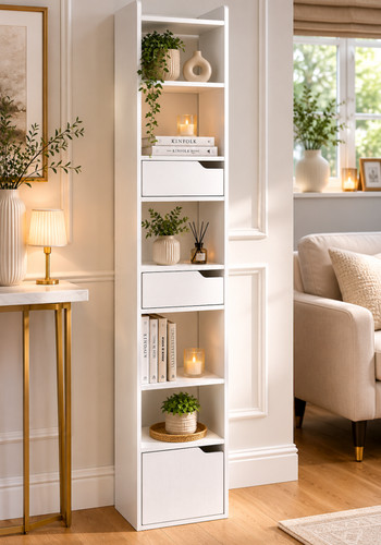 Modern white bookcase - white,