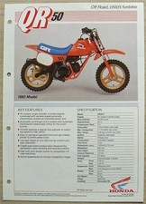 HONDA QR50 Off Road Childs Funbike For 1985 Sales Specification Leaflet Nov 1984